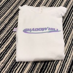 Shadow Hill White Hoodie with Purple and Blue Logo
